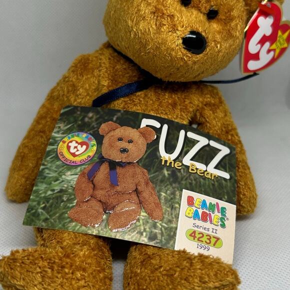 TY BEANIE BABIES FUZZ the BEAR DOB: 7/23/1998 Plush Stuffed Animal - Picture 7 of 8